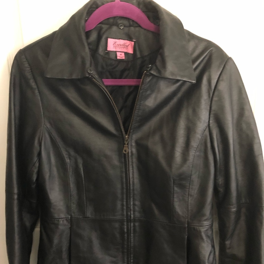 LEATHER JACKET/COAT BLACK DRESSY/BEST OFFER ACCEPTED